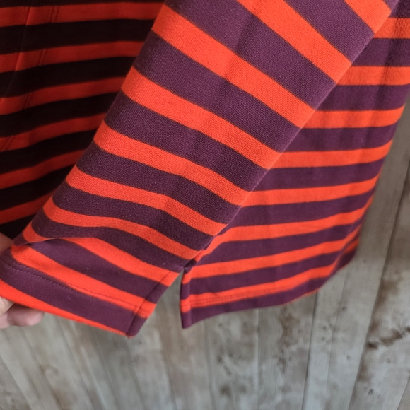 St. John's Bay Red and Blue Striped Cowl Neck Sweater - Picture 4 of 6